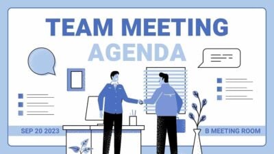 Agenda Ilustrada para Reunião de Equipe em Slides