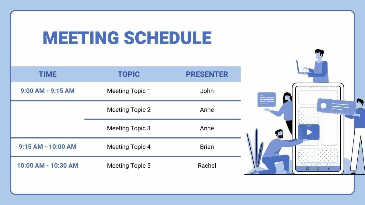 Agenda Ilustrada para Reunião de Equipe em Slides - deslizar 7