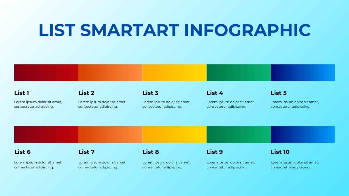 カラフルなリストSmartArtインフォグラフィック - slide 3
