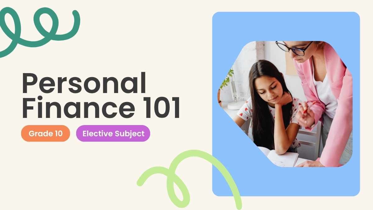 Aula de Finanças Pessoais 101 com Doodles em Slides - deslizar 1