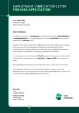 Employment Verification Letter for Visa Application