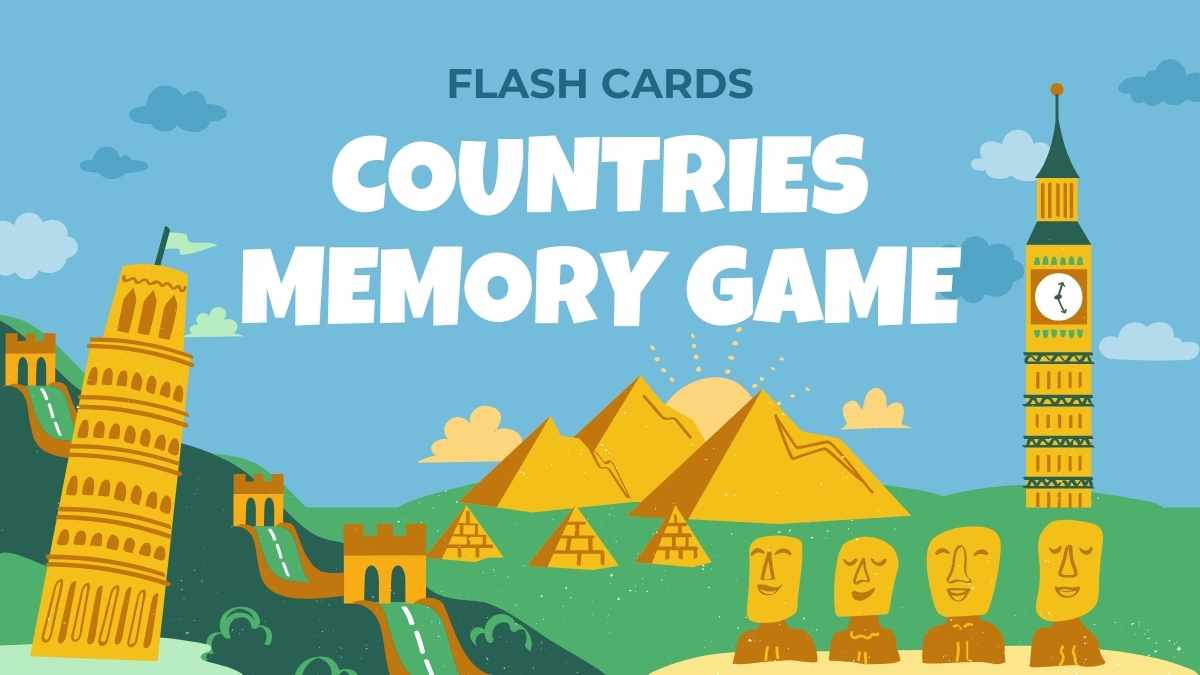 Flashcards Ilustrados de Países: Jogo da Memória em Slides - deslizar 1