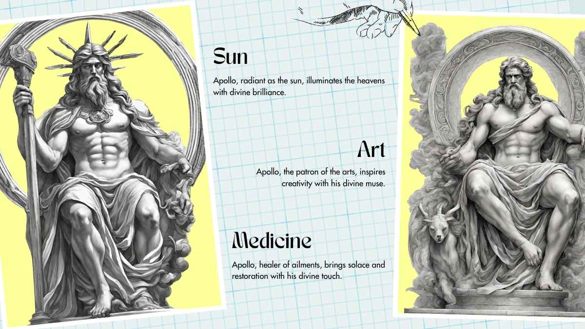 Dewa Yunani Apollo yang Ilustratif Minimalis dalam Slide - slide 6