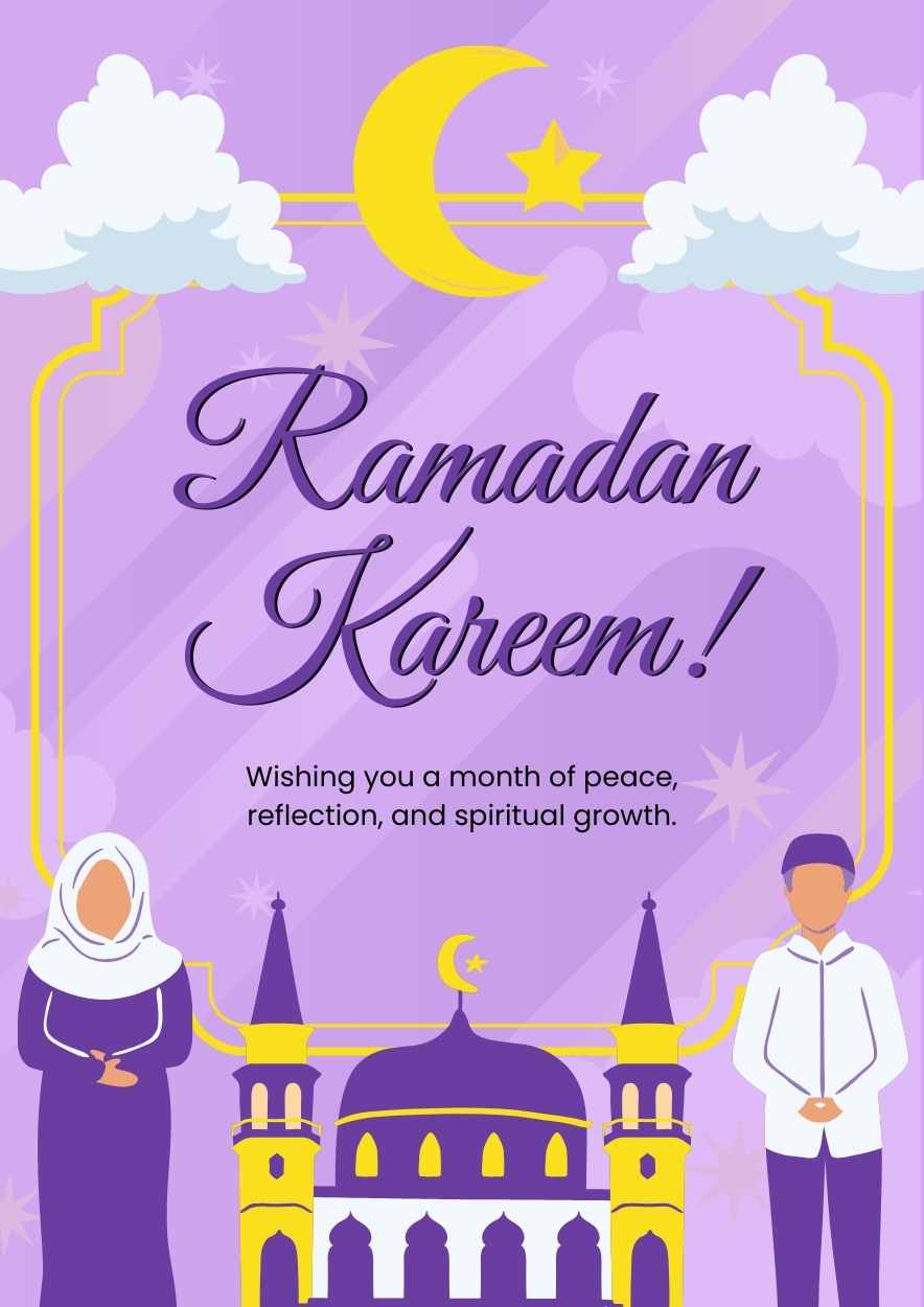 Poster Ramadan Ilustratif Ungu dalam Poster - slide 1