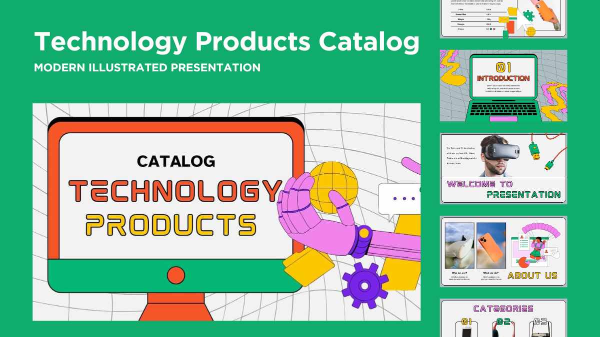 Illustrated Technology Products Catalog Slides - slide 1