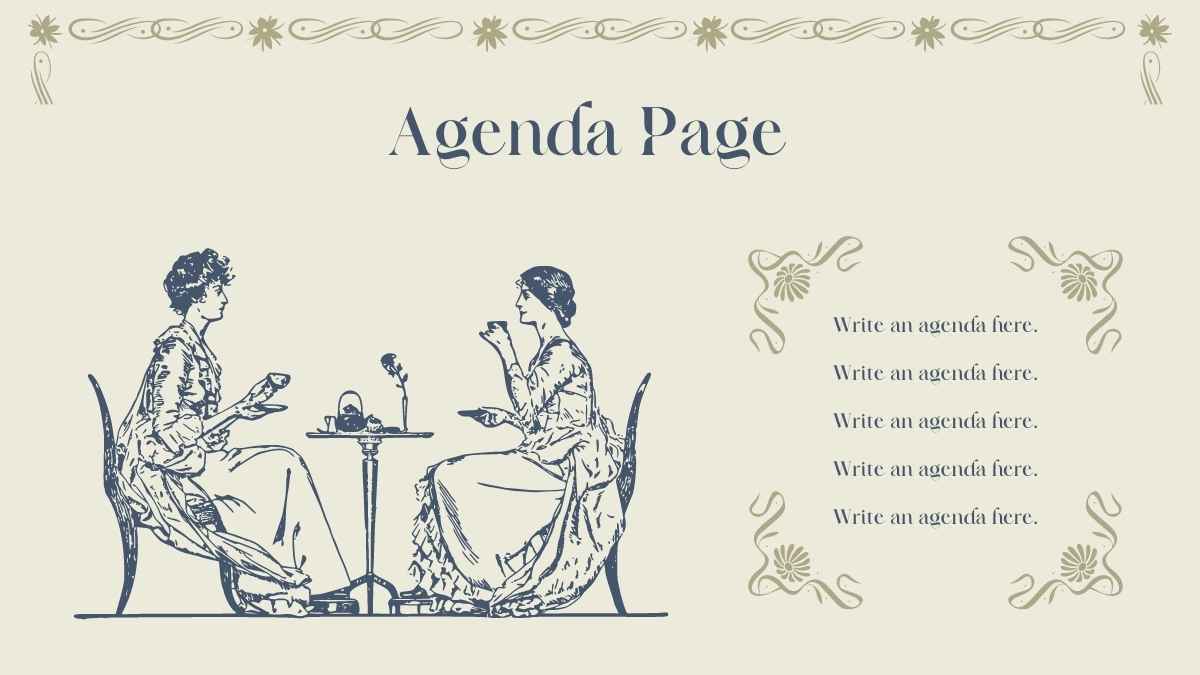 Template Rencana Bisnis Gaya Buku Vintage Ivory dan Navy dalam Slide - slide 3
