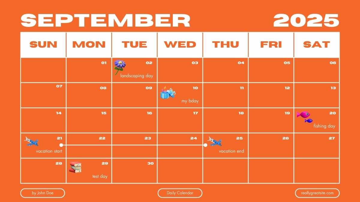 Modern 3D September 2026 Daily Calendar Slides - slide 4