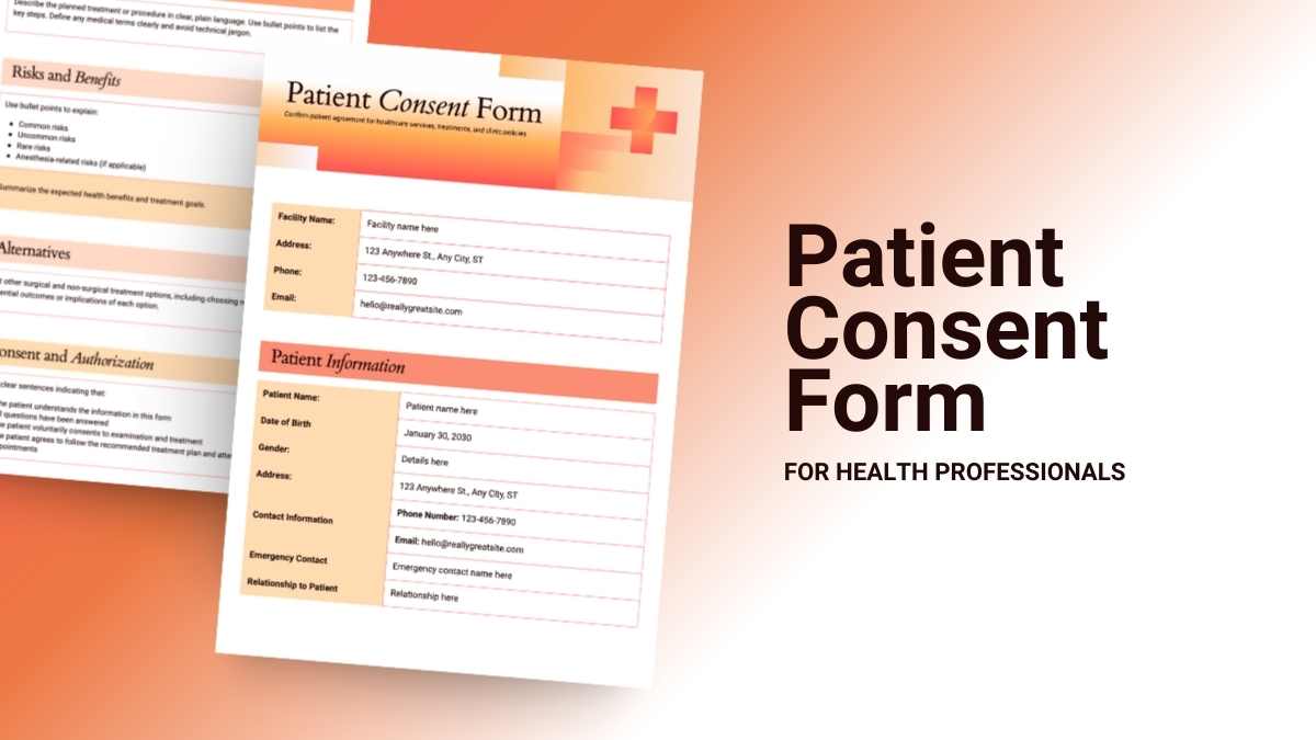 Formulário de Consentimento do Paciente em Documento - deslizar 1