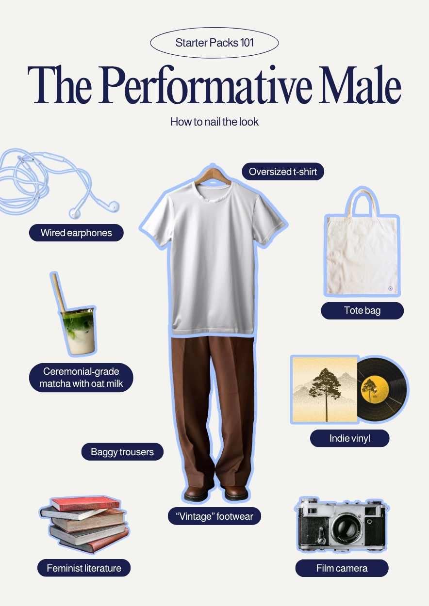 Starter Pack Performative Male yang Minimalis dalam Poster - slide 1