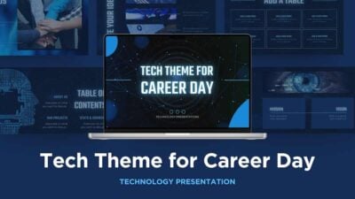 Tema Teknologi Hitam dan Biru untuk Career Day dalam Slide